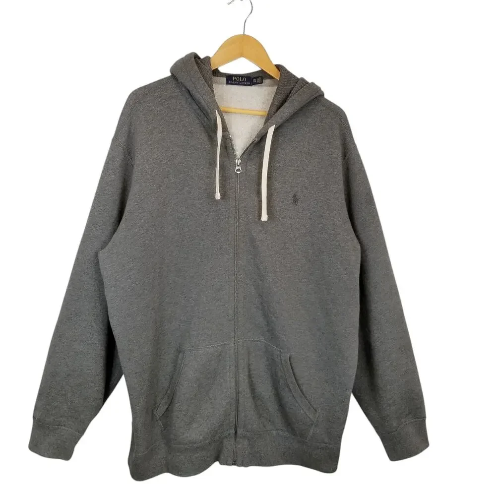 Polo Ralph Lauren Men's Gray Fleece Lined Full Zip Hoodie Size XXL